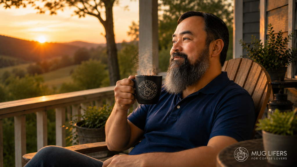healthy balanced coffee lifestyle during peaceful morning routine