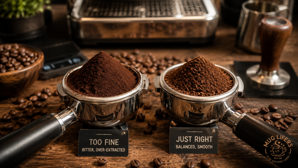 Espresso grind size comparison for fixing bitter espresso