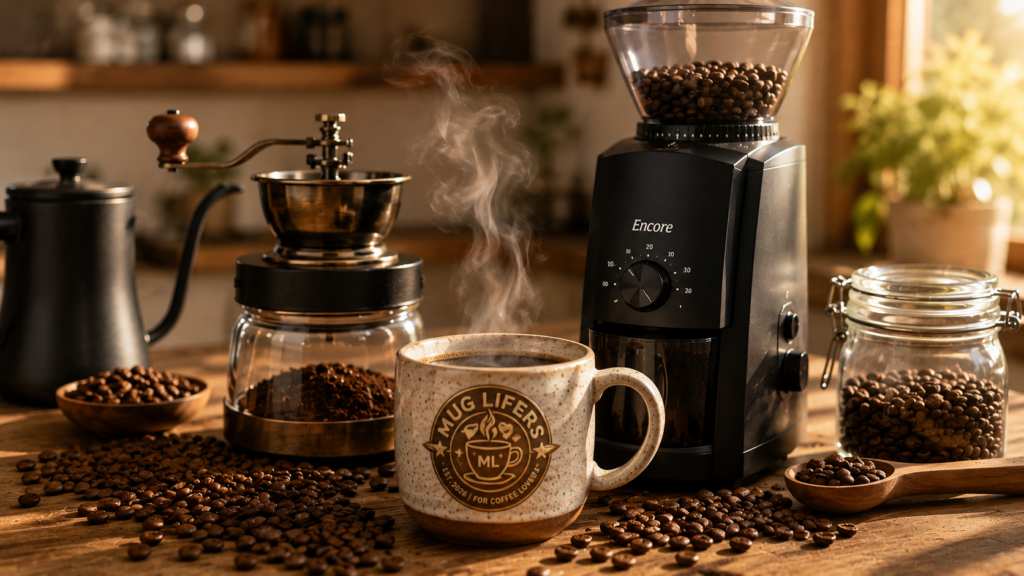 Best coffee grinder for beginners beside fresh coffee beans