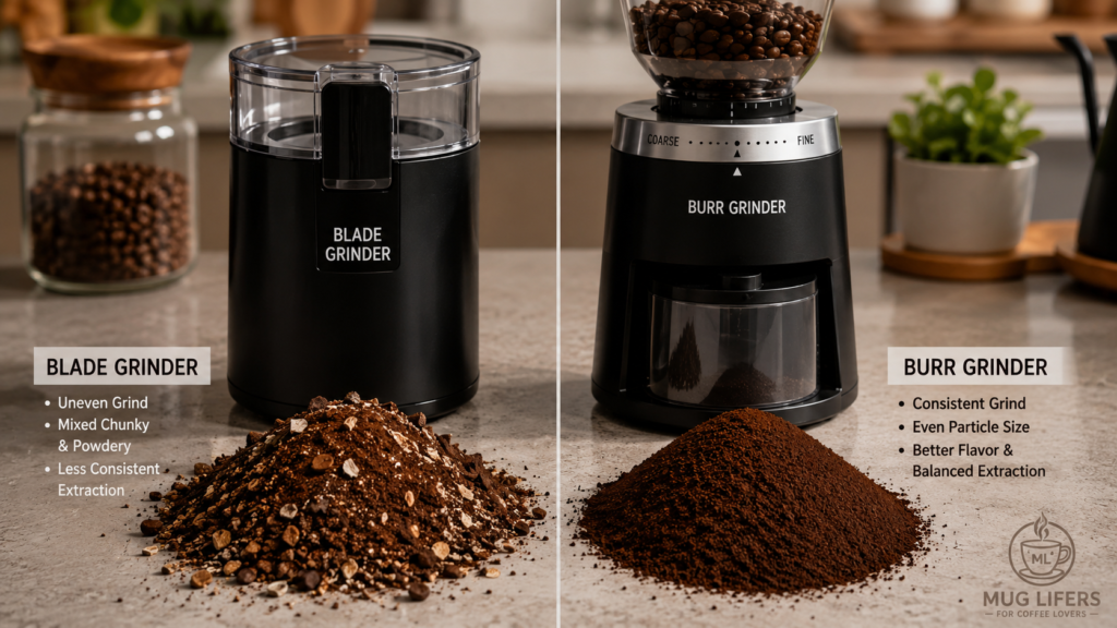 Blade grinder versus burr grinder comparison for home brewing