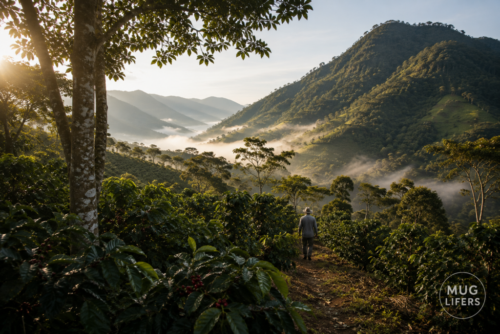 Peruvian Del Sol Coffee grown in high-altitude shaded coffee farms in Peru.