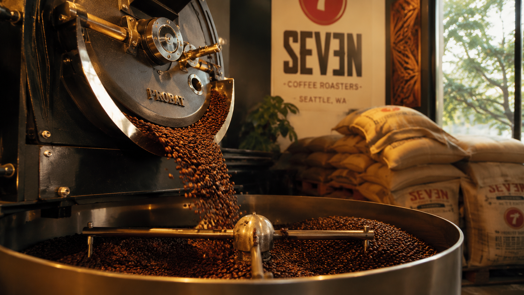 Seven Coffee Roasters coffee beans and branded coffee scene