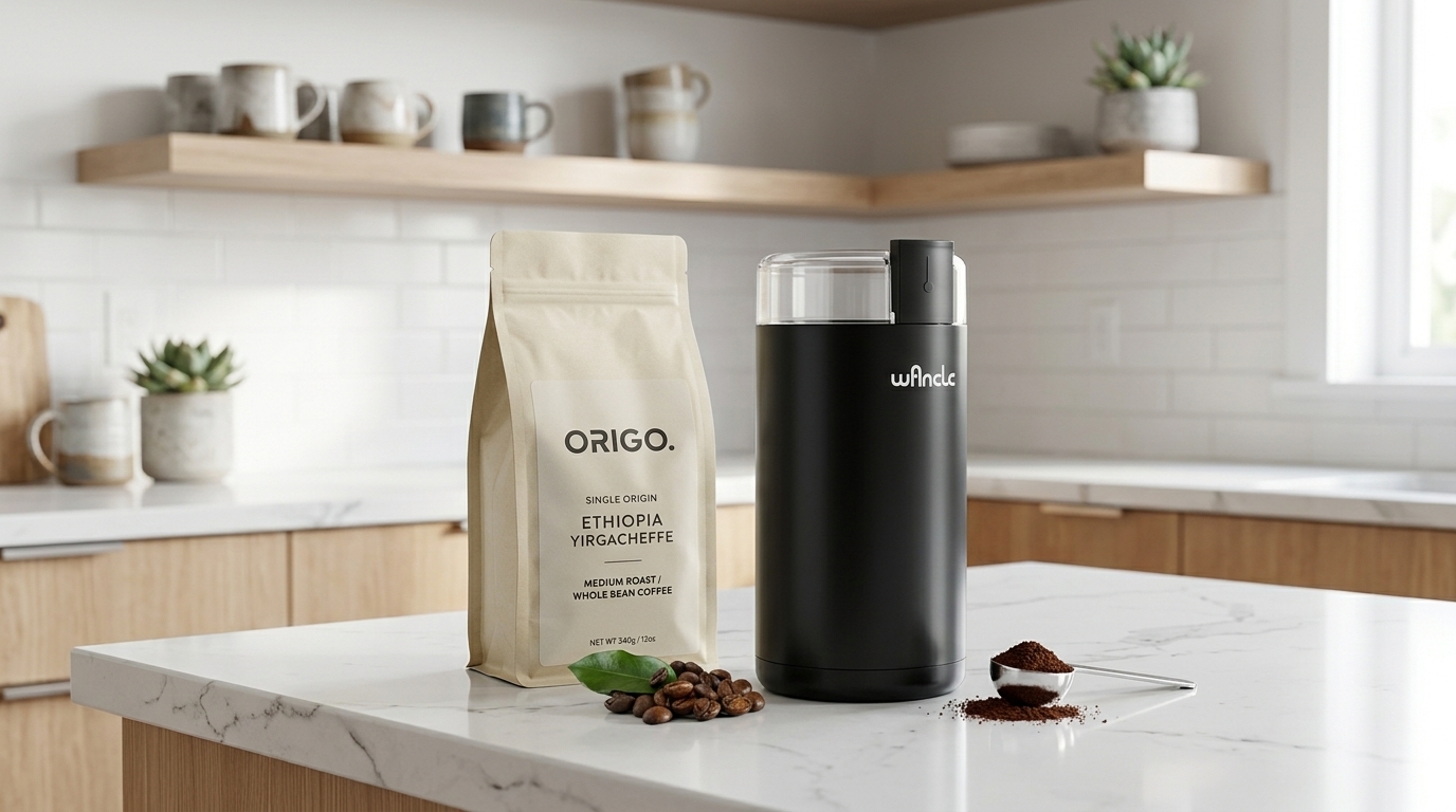 Freshly ground whole bean coffee beside a grinder, representing the moment coffee became more than just a morning routine.